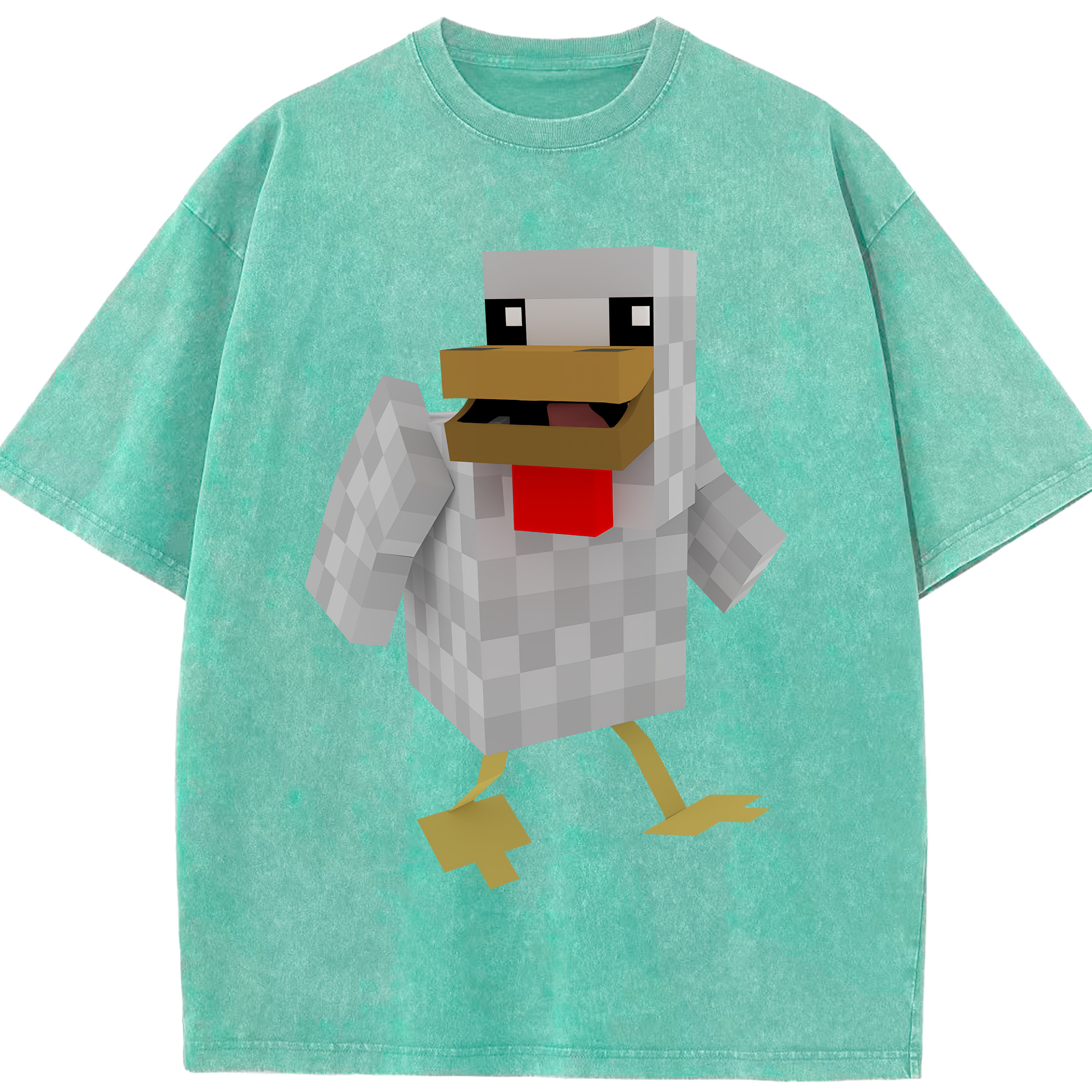 （画像用） マインクラフト ブロックの世界 Minecraft MC Block world 綿100% ヴィンテージ風 半袖Tシャツ（フロントプリント）